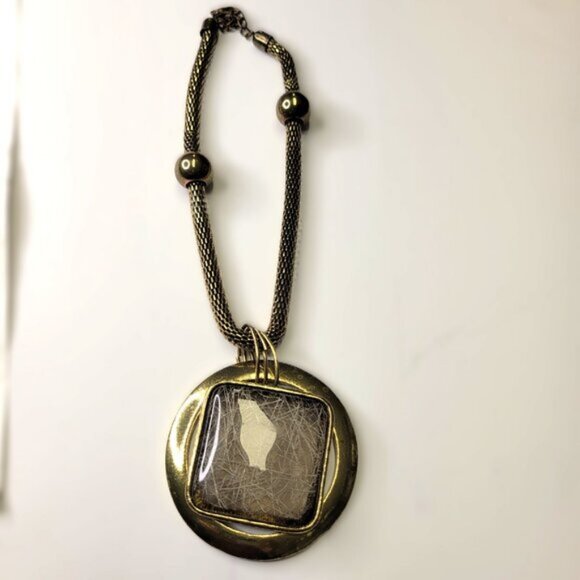 Vintage Chunky Choker Gold Tone Pendant Choker Bib Necklace - Picture 3 of 10